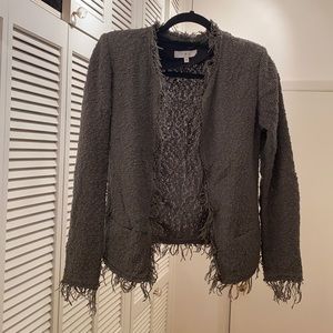 Grey IRO knit fringe cardigan/blazer size 34